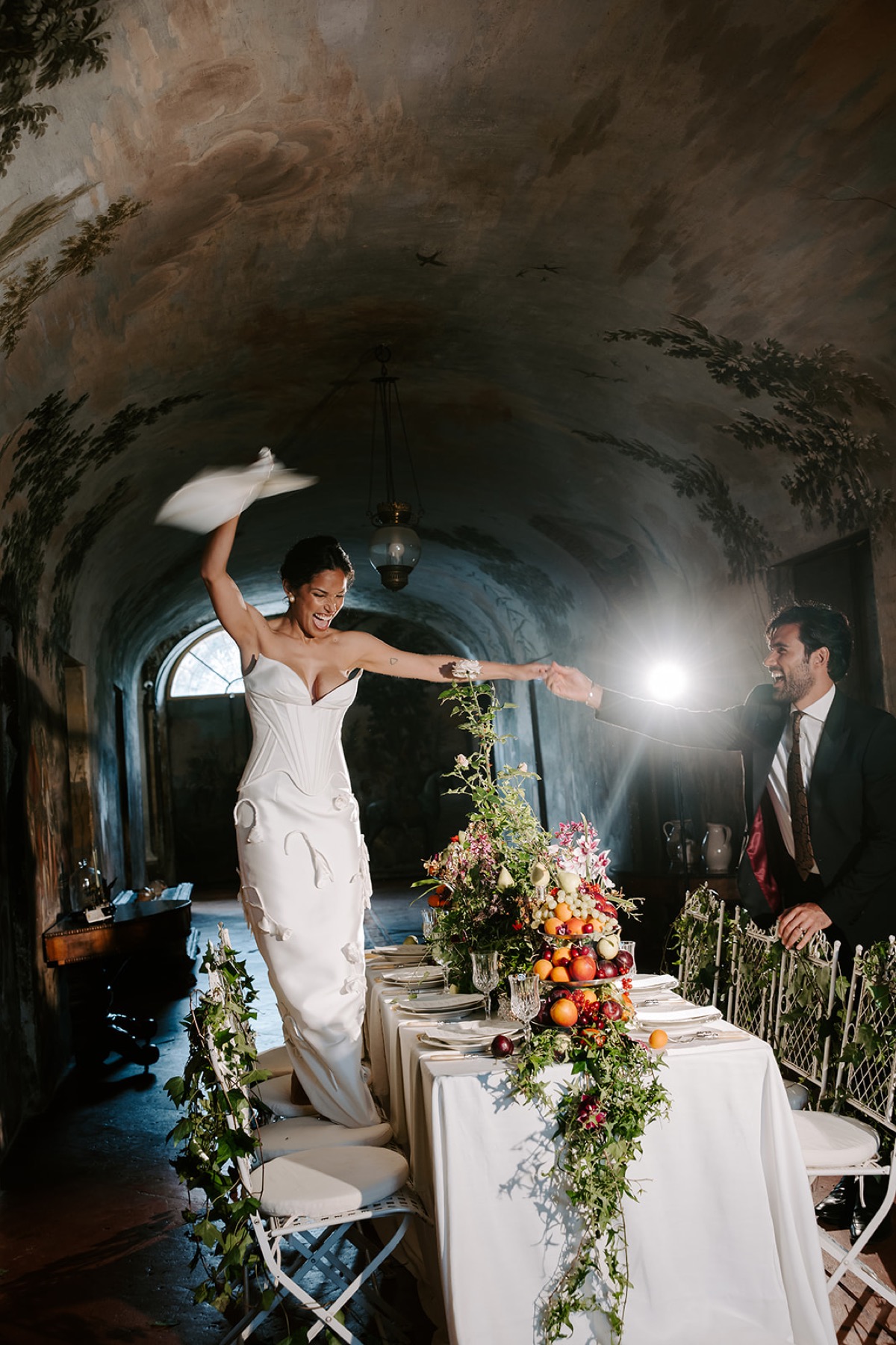 A joyful reception moment in Italy